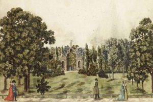 Abbildung von Carl Benjamin Schwarz: Das Gothische Thor von der Park Seite, kolorierte Umrisslinienradierung, um 1800: Foto: Marion Wenzel/Universität Leipzig
