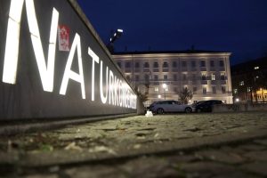 Nächtlich erleuchtetes Naturkundemuseum an der Lortzingstraße. Foto: LZ