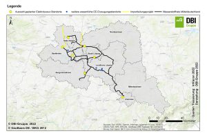 Mögliches Wasserstoffnetz mit Elektrolyse-Standorten. Grafik: Metropolregion Mitteldeutschland