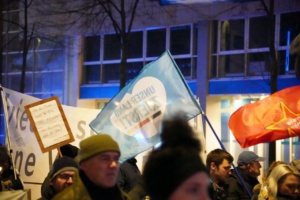 AfD-Demo mit Fahne.