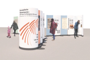 Modeallansicht, Skizze zur geplanten Wanderausstellung.